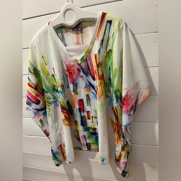 ZOÉ – Abstract multicolor kaftan-style top, estimated size XL. - Picture 5 of 8